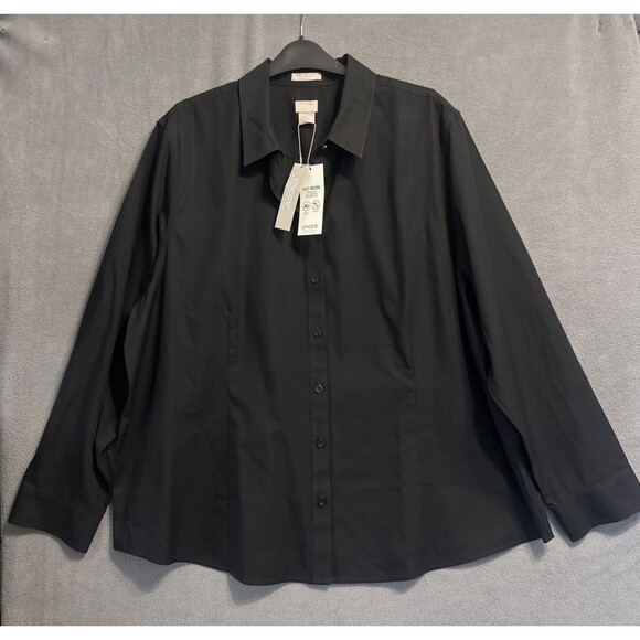Chico's Tops - NWT Chico's No Iron Cool Max Button Down Shirt Size 4 20/22 Black Career Office